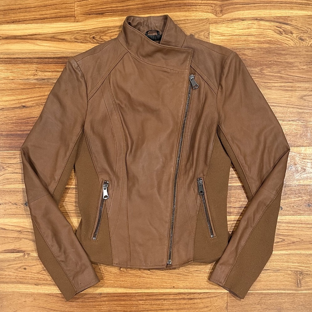 Marc NY Andrew Marc Leather/Knit Moto Jacket Size Small